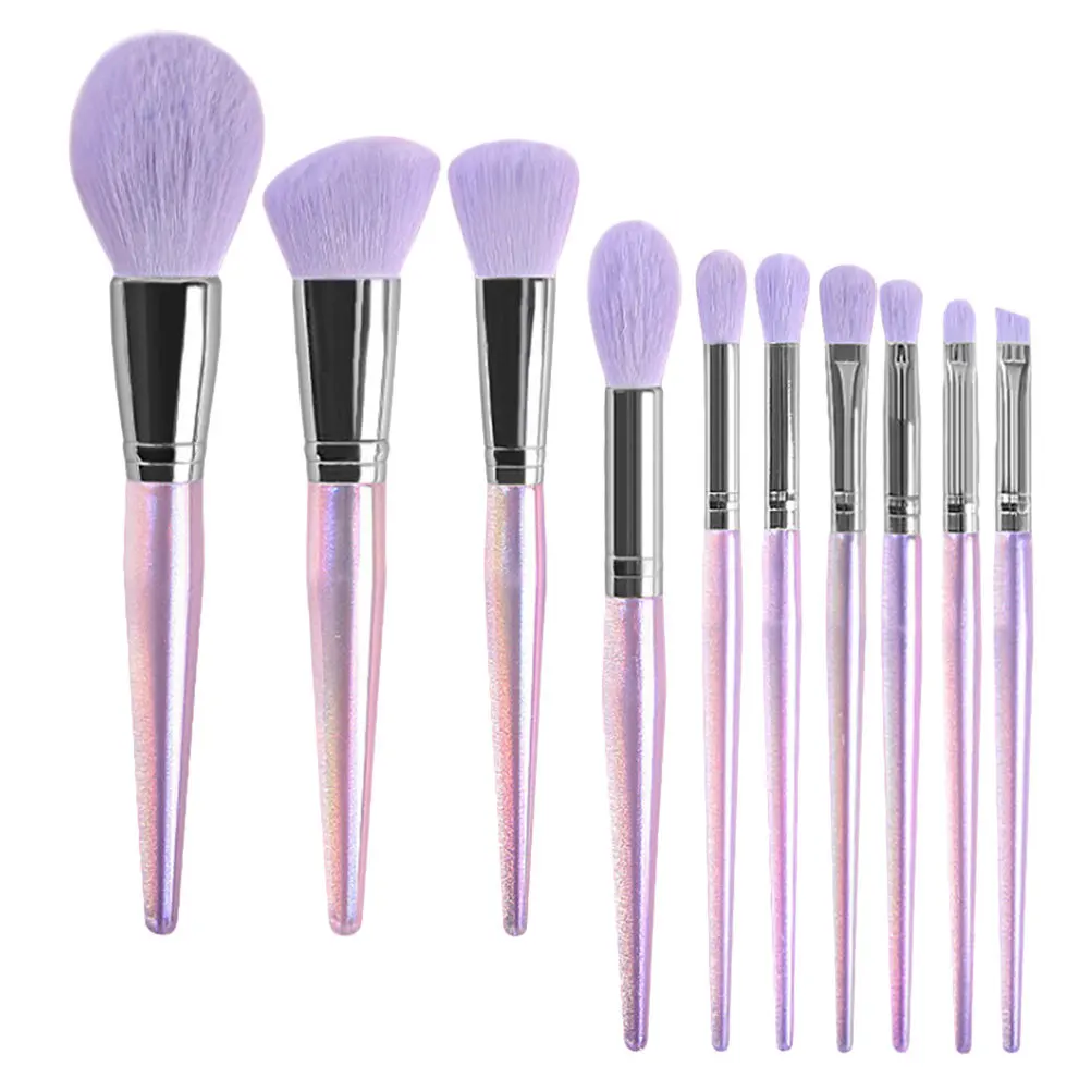 

10Pcs Amethyst Makeup Brush Stylish Long Handle Portable Supple Makeup Tool Set for Face Beauty Women Cosmetics Use Professional