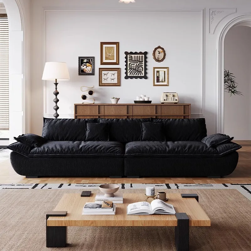 Ultra-wide deep living room  latex down fabric sofa