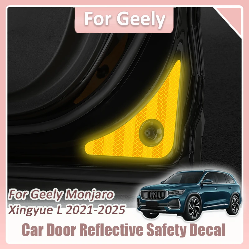 For Geely Monjaro Xingyue L 2021 2022 2023 2024 2025 Car Door Reflective Safety Decal Night Collision Warning Reflective Sticker