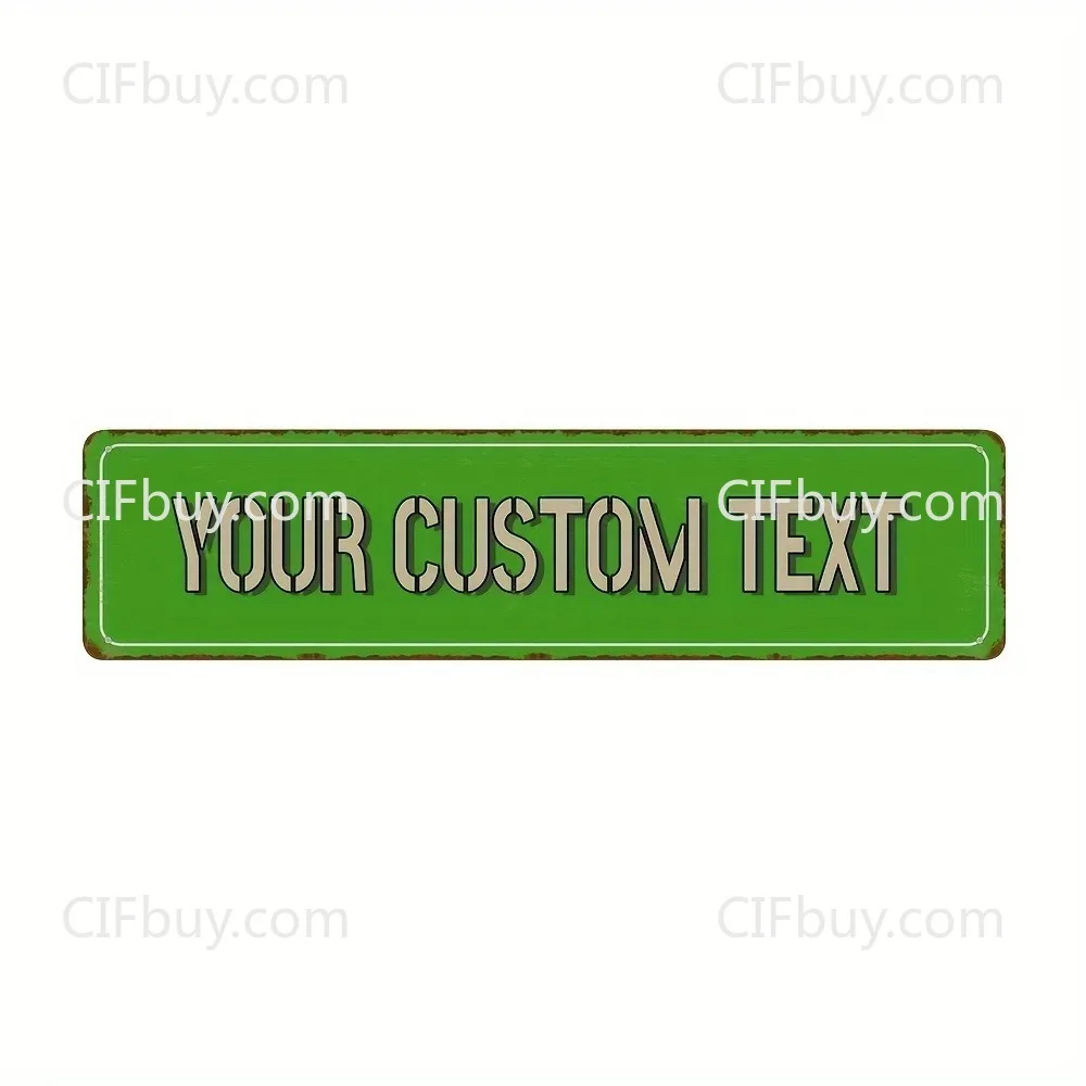 [2D Flat] Bright Green Vintage Distressed Metal Plaque Personalized Wall Ornament Decor 1pc