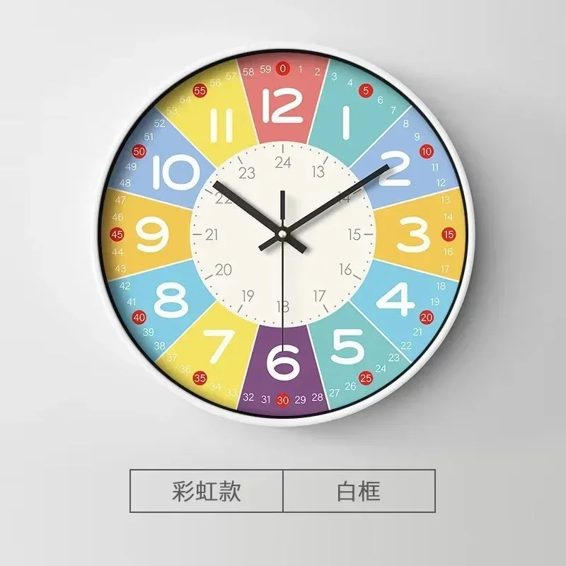 New 8/10/12/14 Inch Round Wall Clock Modern Design Silent Timepieces for Kids Sitting Bedroom Room Learning Clocks Decoration