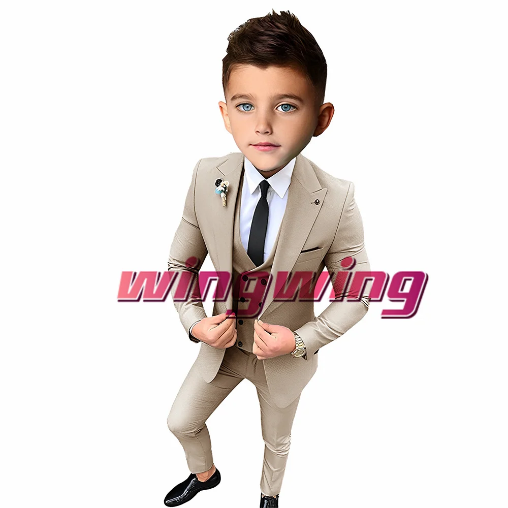 Kids Wedding Suit Three Piece (Jacket+Pants+Vest) Formal Party Tuxedo Boys Blazer Fashion Clothes Slim