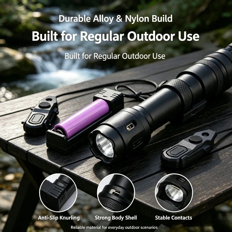Metal LED Flashlight Set Long & Short, Bright Light With Strobe, USB Charging, Outdoor Camping Gear