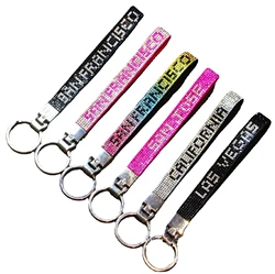 10pc Creative Crystal Studded Custom Wrist Strap Lanyard Hot Car Keychain Logo Design English Characters  Wristband