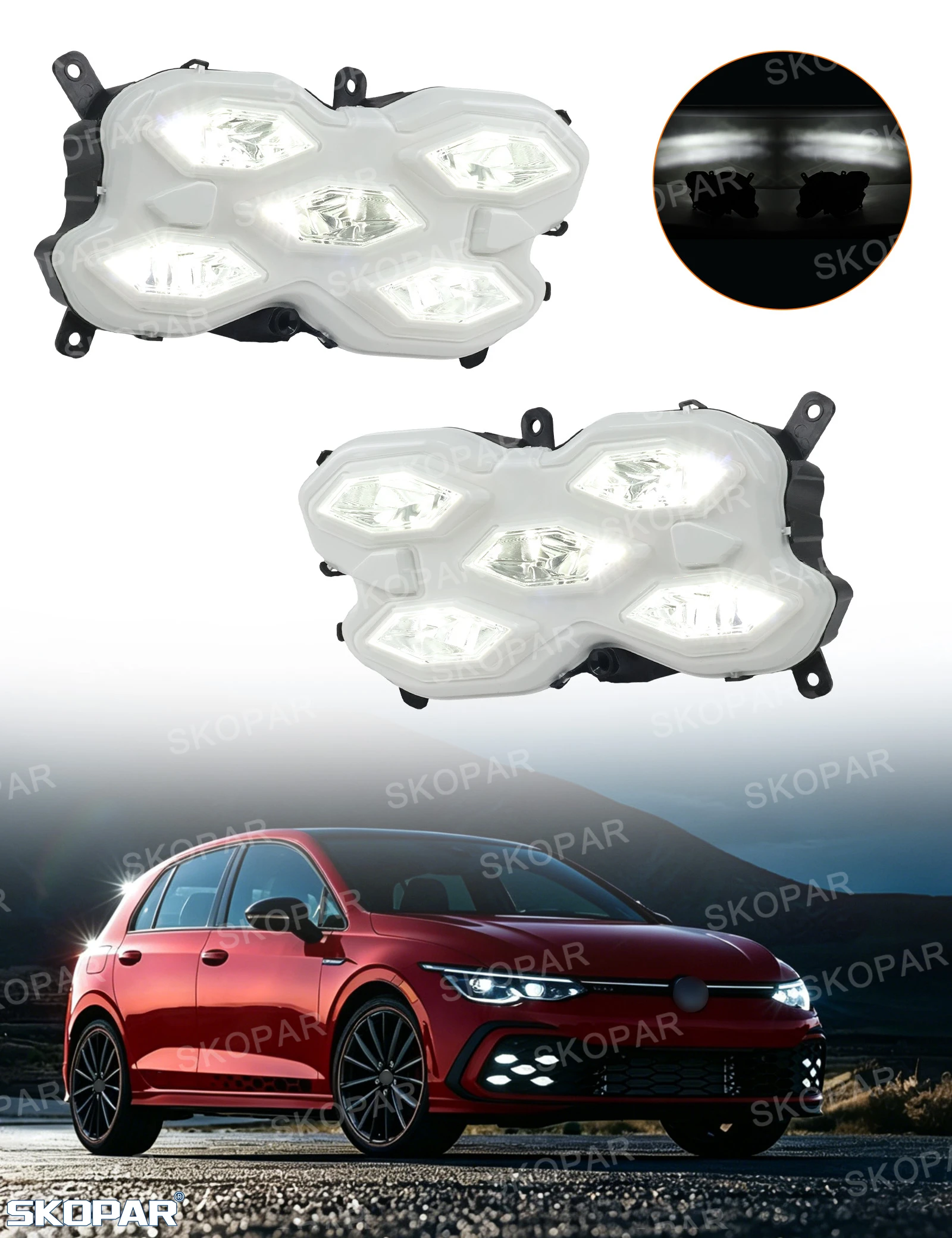 For VW Golf 8 8.5 Mk8 8.5 Upgrade GTI GTE GTD 2020 2021 2022 2023 2024 2025 5H0941699 5H0941700 1 Set LED Car Fog Light Lamp