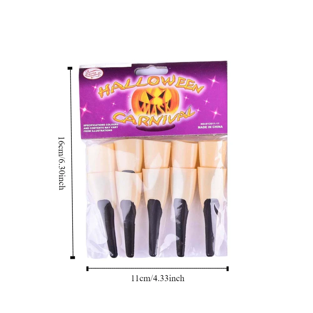 Criativo fantasma zumbi bruxa dedo conjunto dedos longos decorações halloween dedos falsos pvc assustador fantasma garra prop cosplay