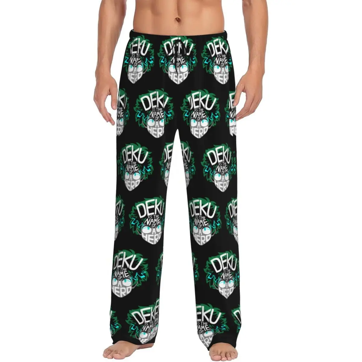 

My H-Heros Academias Pajama Pants Sleepwear Men's Elastic Waistband Dekus Anime Graphic Style Sleep Lounge Bottoms with Pockets