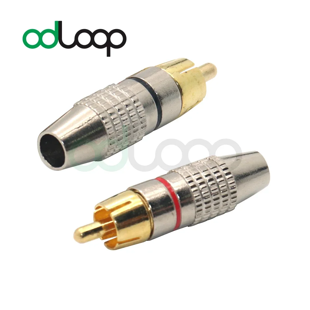 ODLOOP RCA Plug 6.3mm Male Self-Locking Lotus Wire Connectors Speaker Audio Adapter Kit 1 Pair