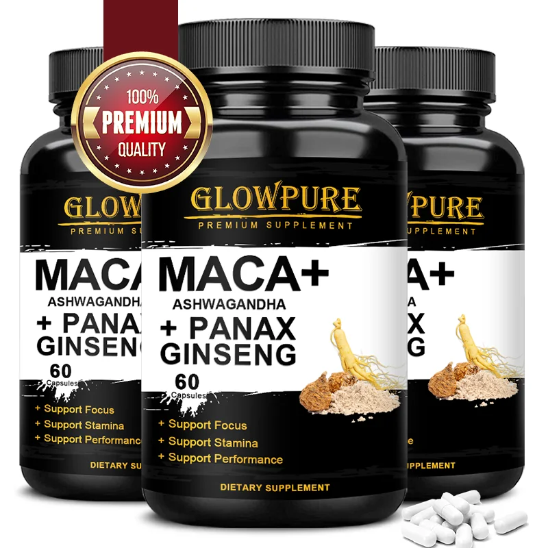 Organic Maca Ashwagandha Booster Capsule Supports Men Health, Energy and Endurance, Muscle Mass