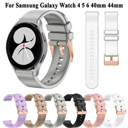 Rose Gold Buckle 20mm Strap For Samsung Galaxy Watch 4 Classic 42 46mm Silicone Wristband Watch 5 6 4 Active 2 40 44mm Bracelets