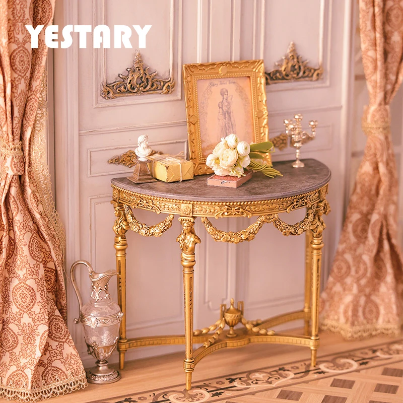 

YESTARY BJD Dolls Furniture DIY Material Packs Vintage Carving Desk Mirror For 1/6 Blythe Ob24 Dollhouse Miniature Item Toys