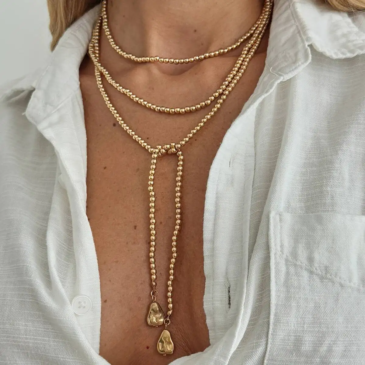 Salircon Neue Unregelmäßige CCB Perlen Lange Halskette für Frauen Hip-Hop Y-Förmigen Anhänger Halsband Kreative Schlüsselbein Kette Schmuck geschenke