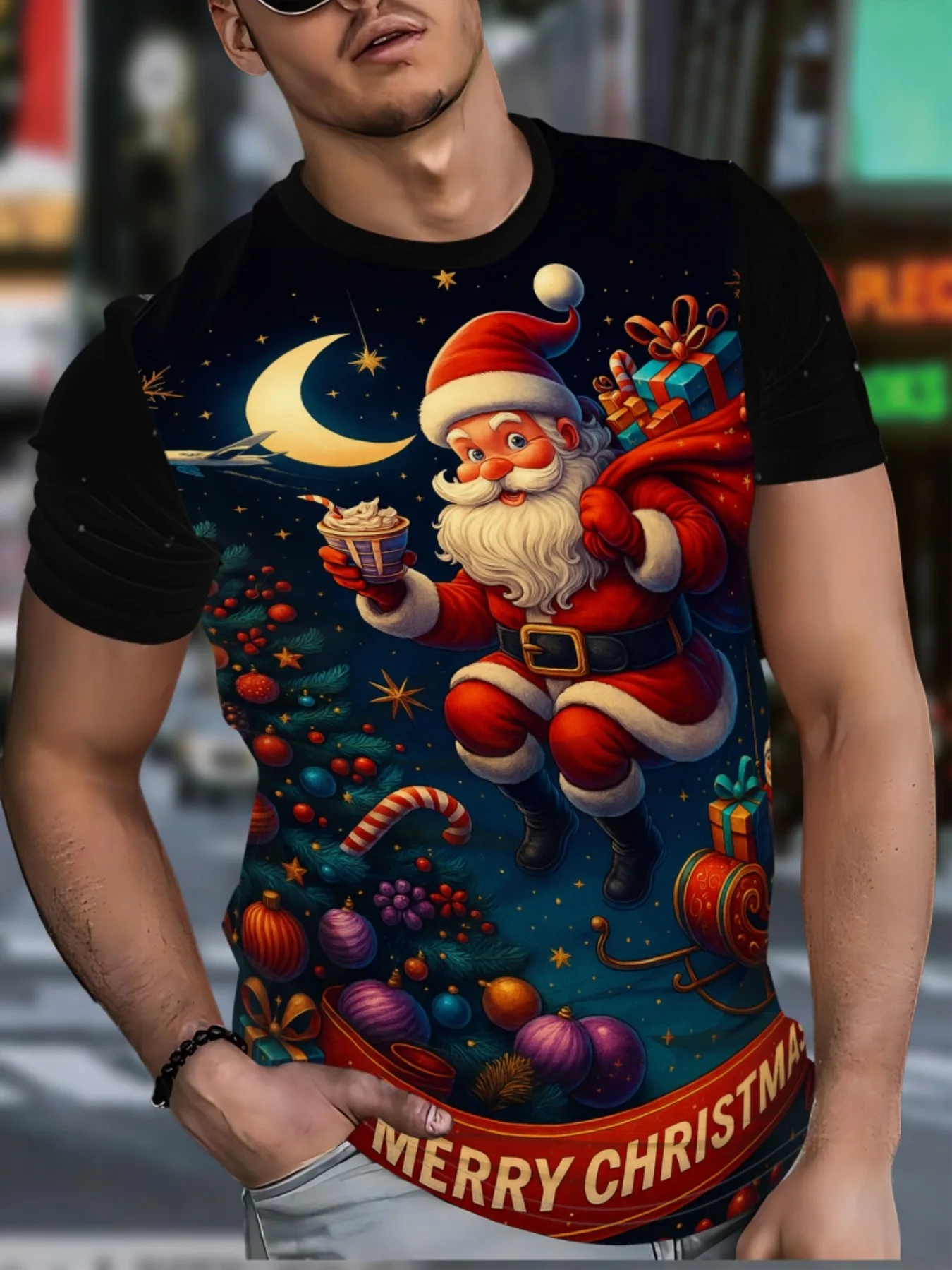

Fun 3D Christmas Elements Print Men's T Shirt Casual O-neck Loose Tops Hip Hop Cool Short Sleeve Fashion Breathable Men Clothing