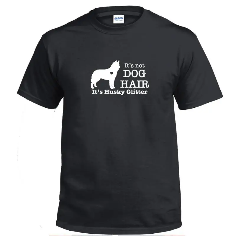 

Забавная хлопковая черная футболка с блестками «Это не собачьи волосы хаски сердца»