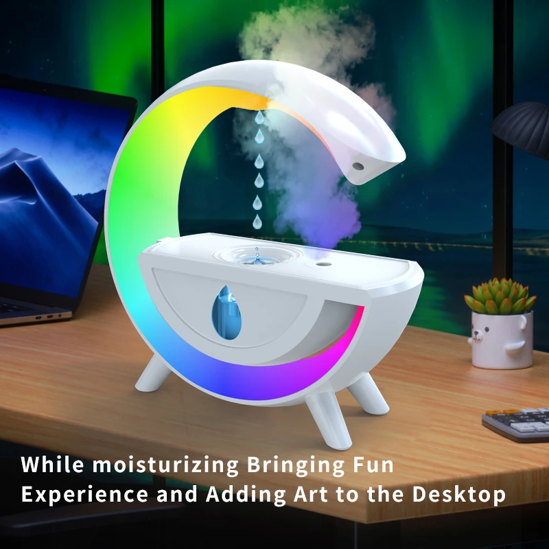 Anti-gravity Humidifier Water Drop RGB Desk LED Night Light For Indoor Bedroom Descroation Creative Atmosphere Table Lamps