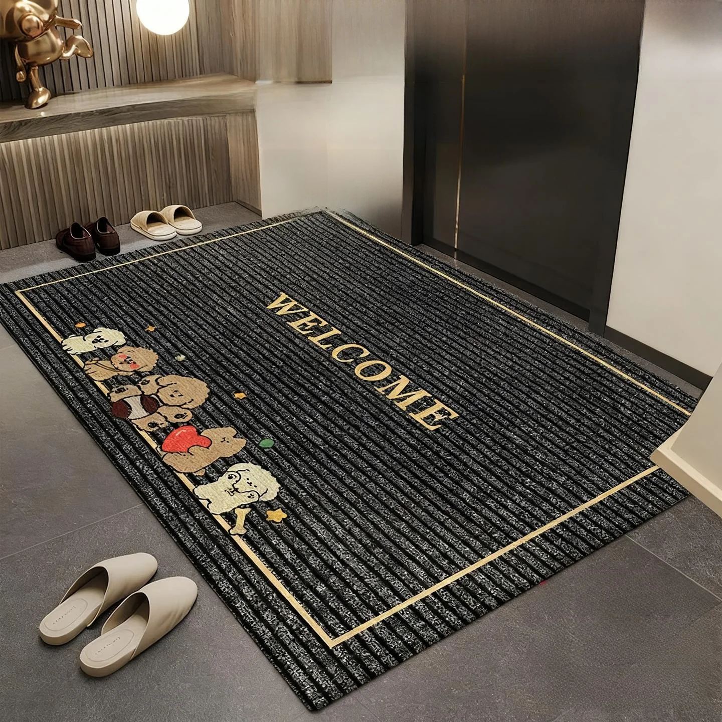 

Современный стильный придверный коврик, настраиваемый, противоскользящий, грязеотталкивающий, для дома, из кристаллического бархата, квадратной формы