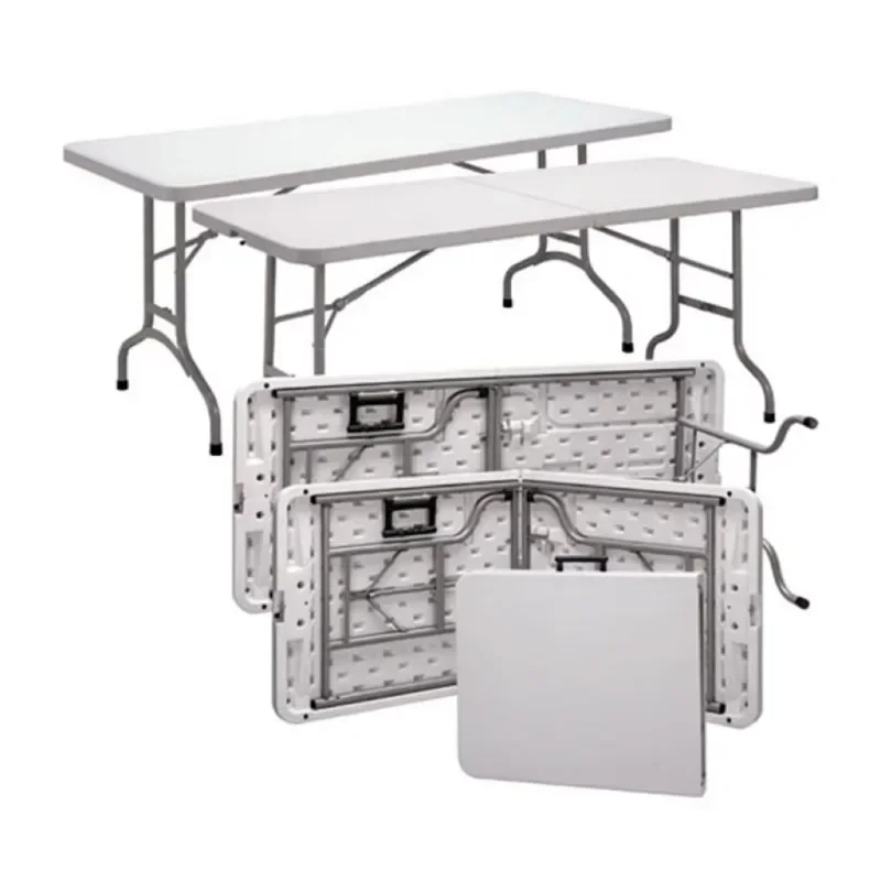 Portable Outdoor Furniture 6ft White Rectangular Plastic Foldable Banquet Catering BBQ Camping Picnic Folding Table