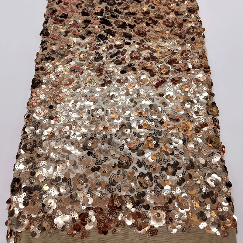 

French lace mesh fabric, full of large and small sequins, African high-quality embroidered children's dress fabric