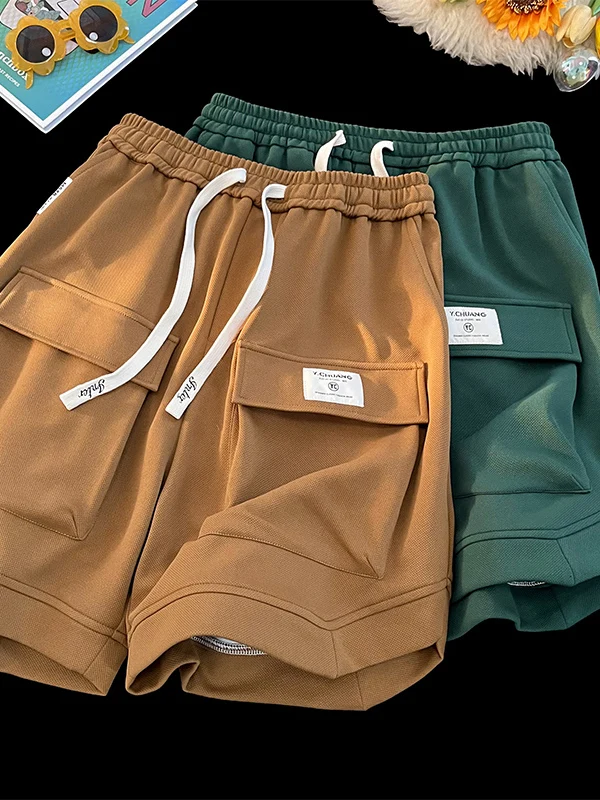 

Comfortable Sli Men's Summer Casual Straight Leg Loose Fit Five-Point Pants orts Trendy Elastic Waisand mid Waist