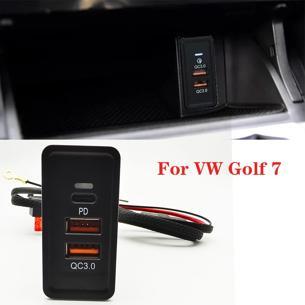 Cargador rápido de coche de 12V, interfaz USB Dual QC3.0 para cargador de teléfono celular para VW Golf 7/7, 5rline Passat Jetta