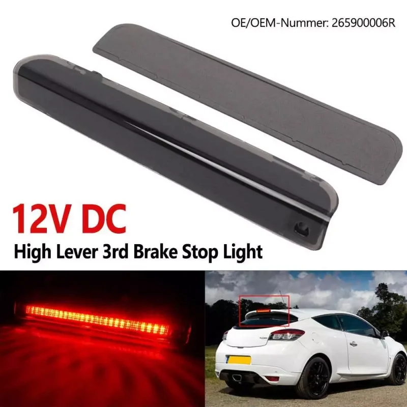 

12V DC Black Smoked Lens Led High-Mount Third 3rd Brake Light Rear Tail Stop Lamp 265900006R For Renault Megane MK III 2008-2016