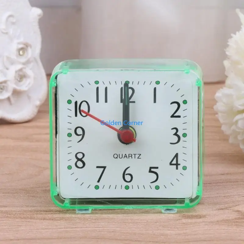 E15D Mini Square Alarm Clock Analogs Nonticking Battery Operated Clocks