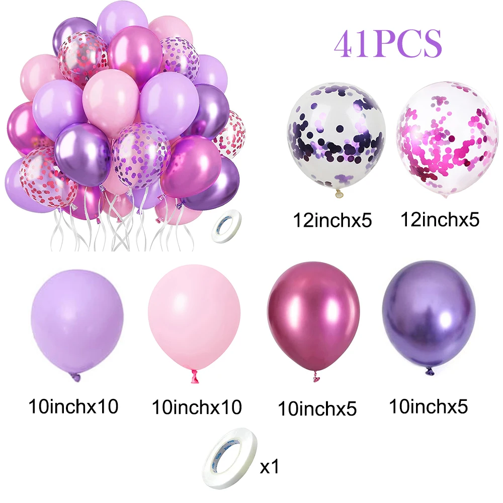 Rosa Lila Luftballons Metallic Hot Pink Lila Latex Ballon Set Mädchen Geburtstag Globos Hochzeit Braut Baby Shower Party Dekoration