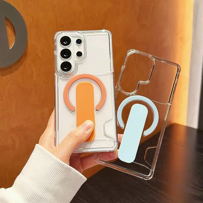 High Quality Clip on Invisible Bracket Magnetic Phone Case For Magsafe For Samsung Galaxy S26Ultra S24 S25 Plus Shock Protection