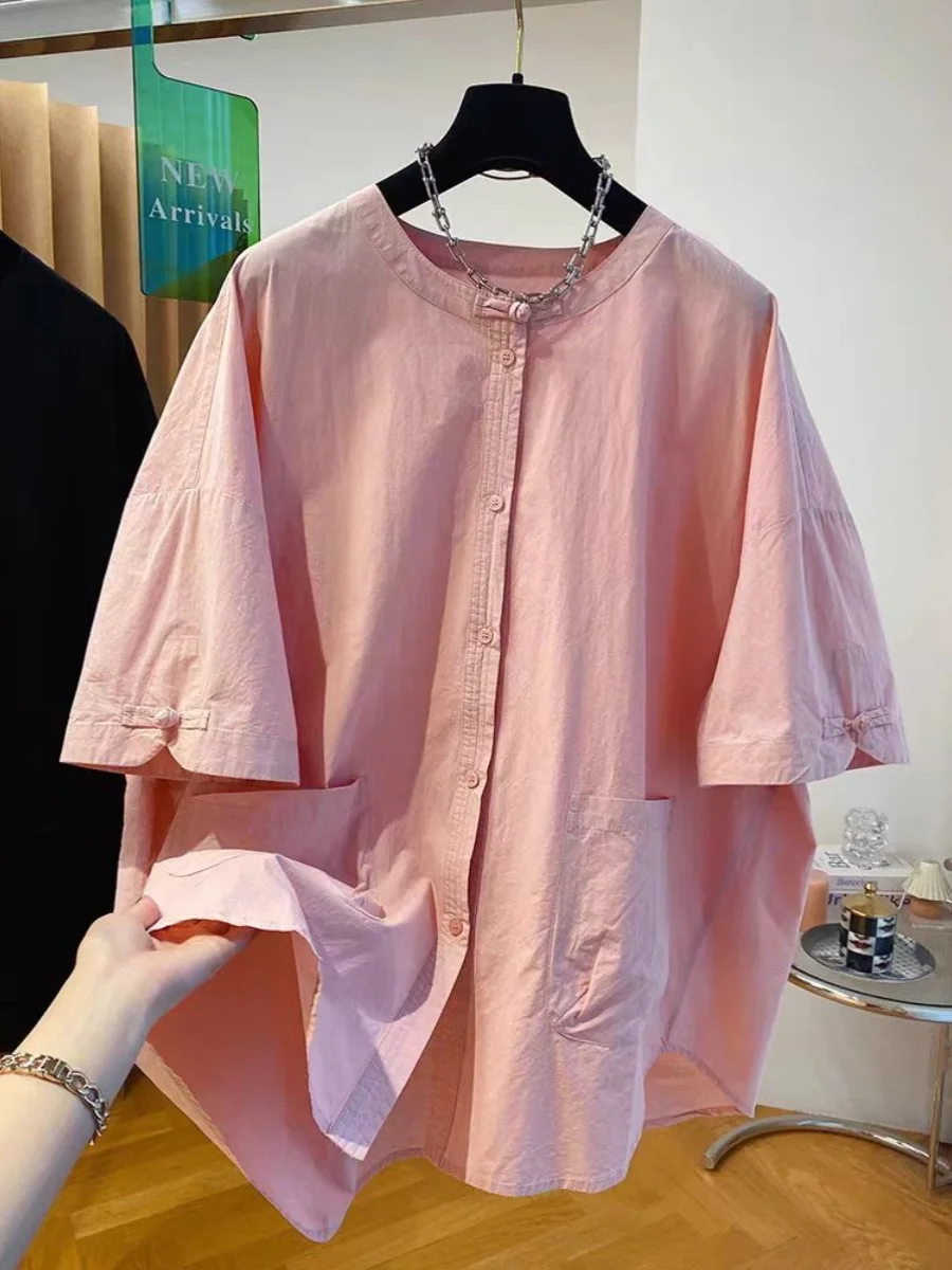 

Мужская футболка оверсайз, летняя, новая, в китайском национальном стиле, с пуговицами, свободного кроя, увеличенный размер