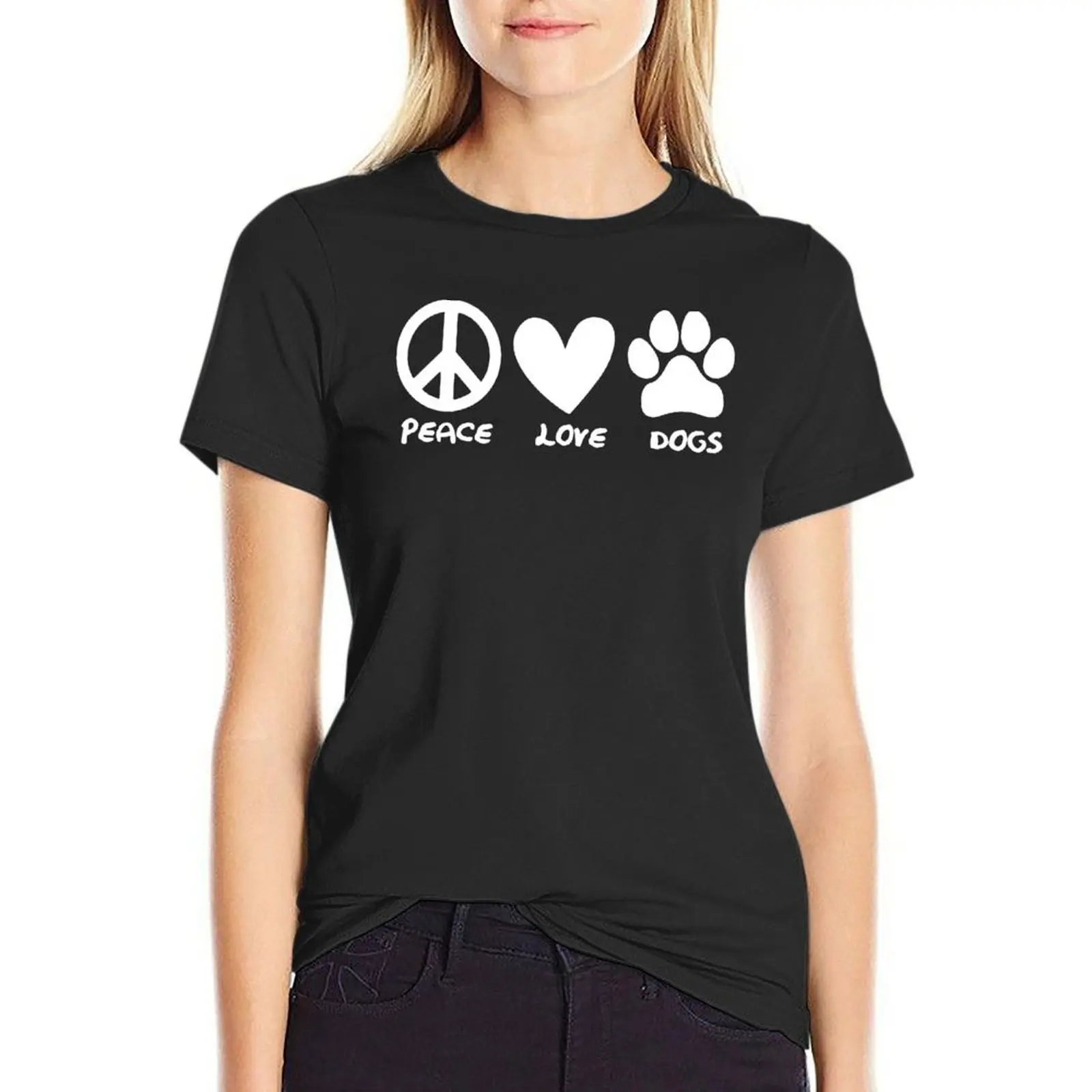 Peace Love Dogs T-Shirt plus size tops hippie clothes t-shirt dress for Women plus size