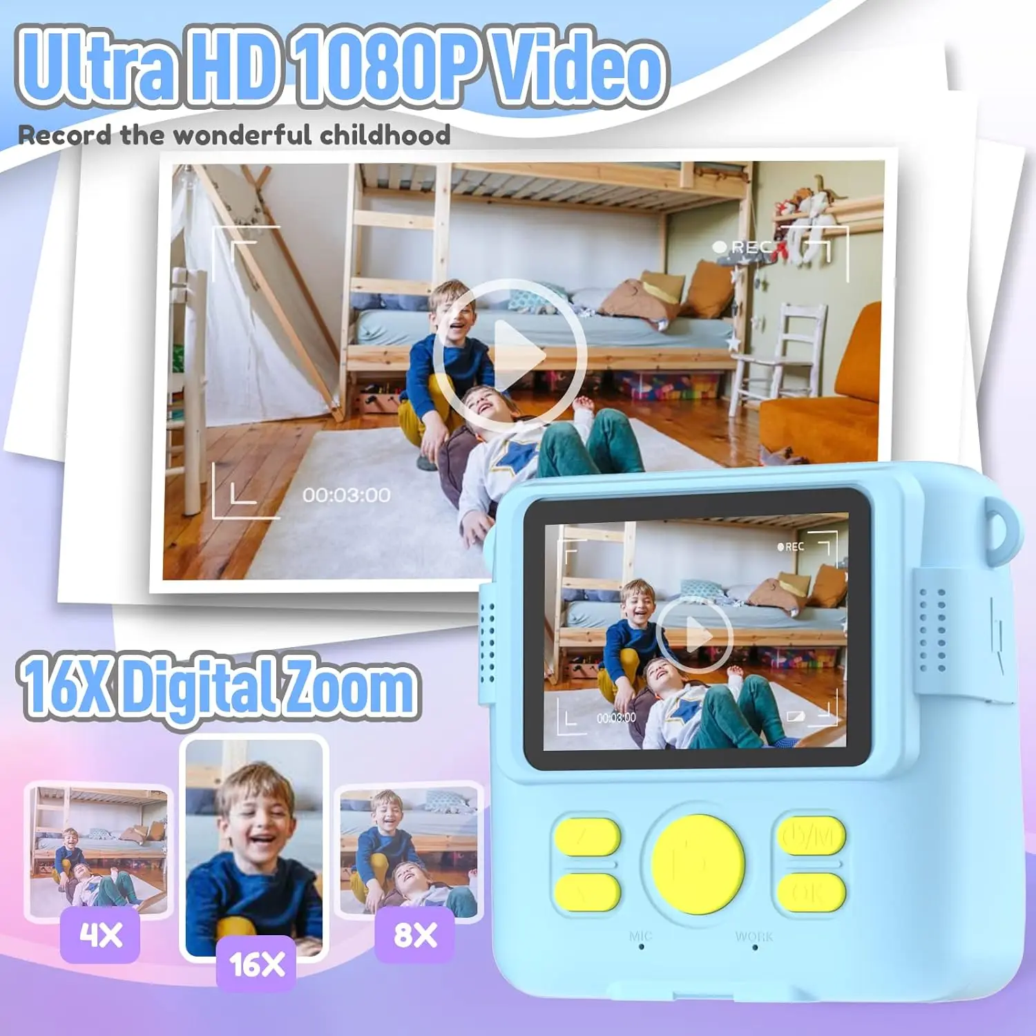 OEM ODM Kids Camera Instant Print Camera 1080P 2.4 Inch Screen Digital Children Video Camcorder Camera