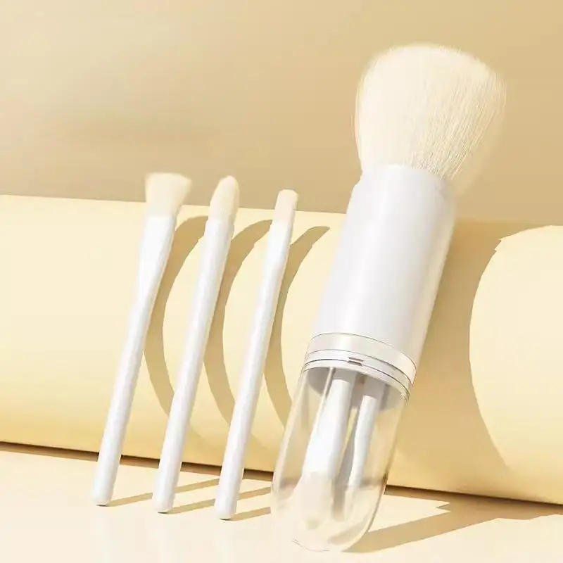 Portable Multi-Functional Retractable Powder Brush Set, Travel Makeup Brushes, Four-In-One Beauty Tool Kit for Flawless Application