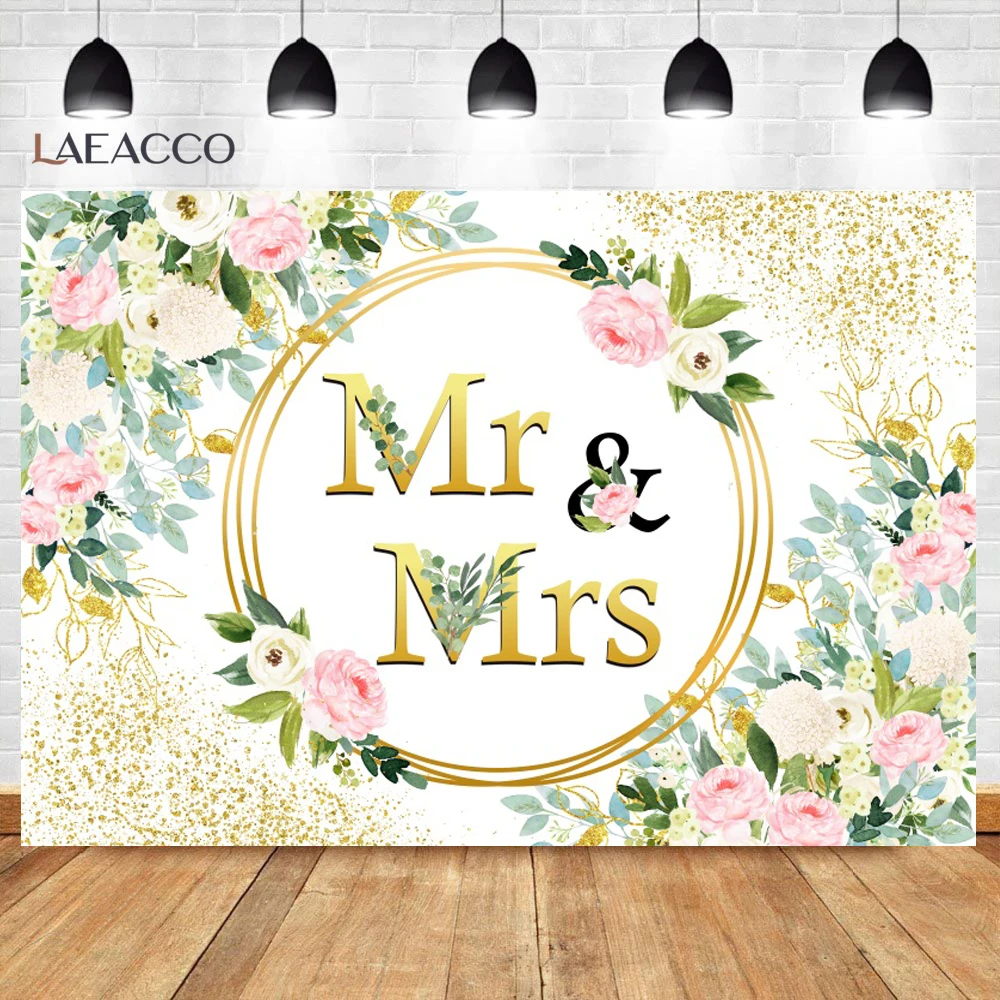 Laeacco Wedding Stage Customized Marble Texture Wall Rose Flowers Party Poster Photographic Backdrop Photography Background