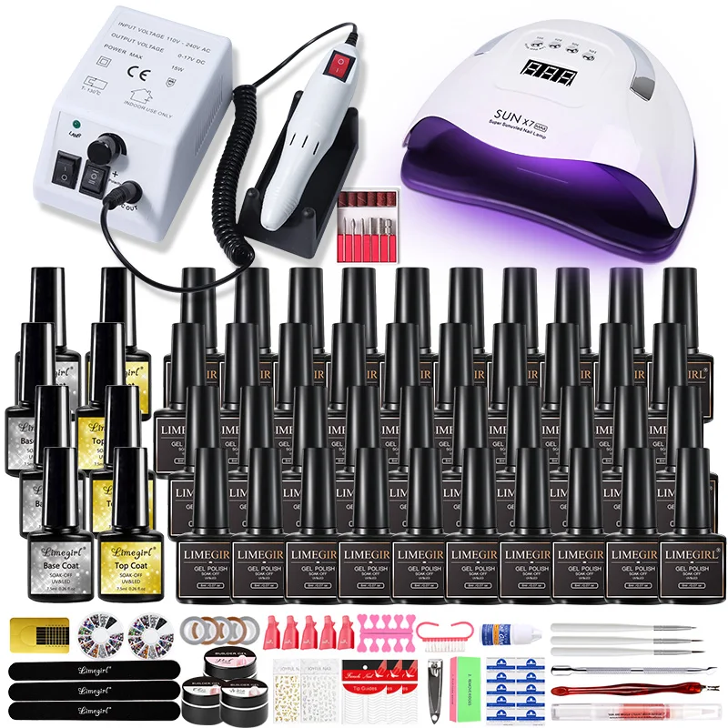 40 Color Manicure Set with LED Nail Dryer Nail Set Electric Nail Drill Kit Nail Gel Polish Kit Tools Set For Nail Art Beginner