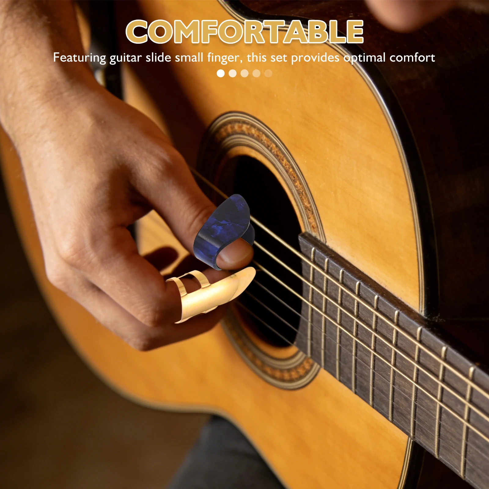 

1Set Guitar Slide Silver Electric Acoustic Guitar Finger Slider Brass Thumb Picks Solid Slider Sticks Bass Banjo Slide