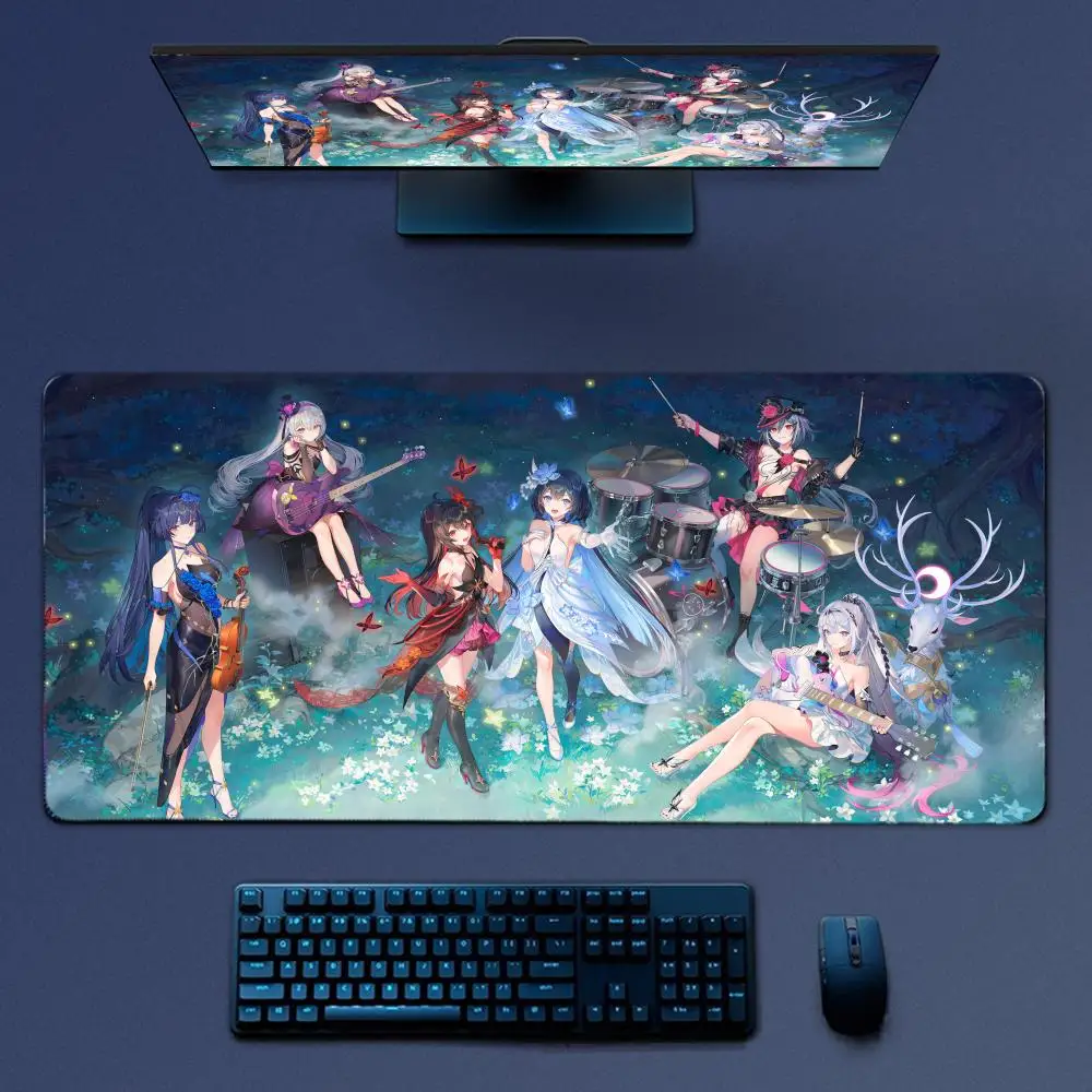 Kiana Kaslana Honkai Series Mädchen-Mauspad, großes Gaming-Mauspad, LockEdge, verdickte Computer-Tastatur, Tisch, Schreibtischunterlage