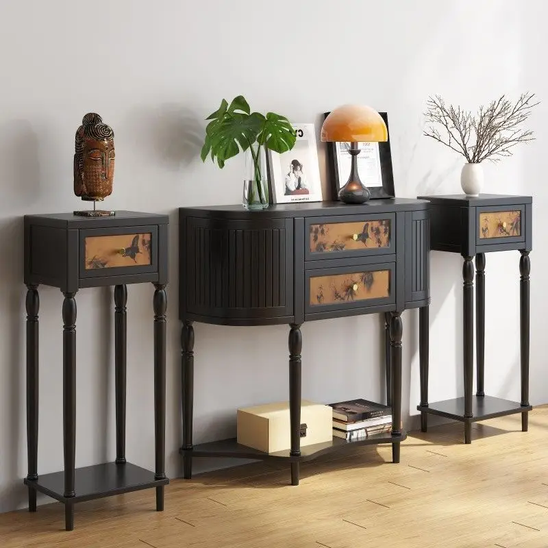 

Retro fragrant cloud yarn solid wood porch cabinet entry foyer decorative cabinet