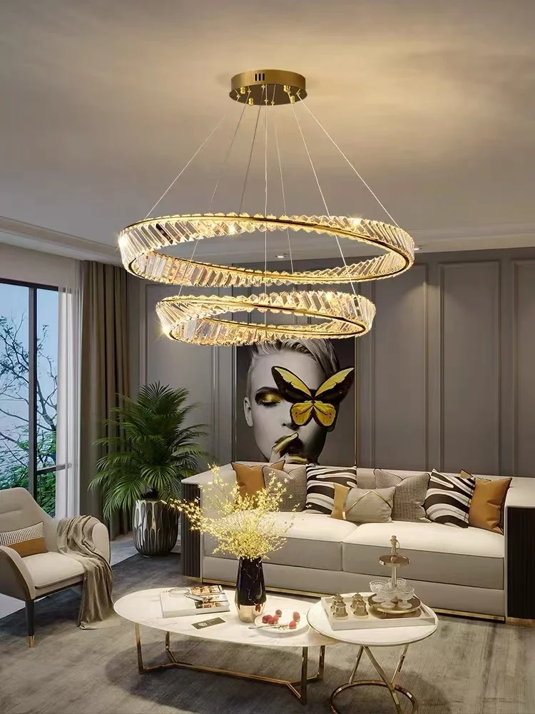 

2022 new Italian light luxury living room crystal chandelier Nordic postmodern minimalist led ring dining room bedroom lamp