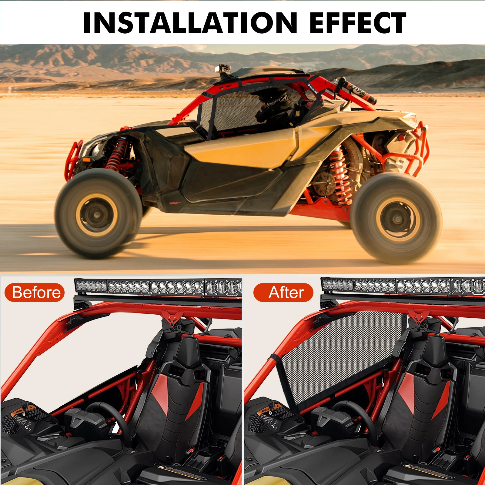 NICECNC UTV Neues Fensternetz 2 Stück für Can-Am Maverick X3 R 4x4 XRS Max RR DS Turbo DPS 2017 2018 2019 2020 2021 2022 Zubehör – Detail 7