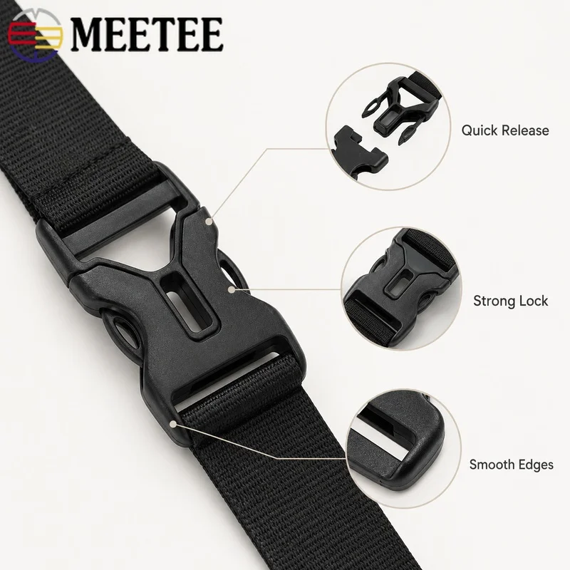 2/5/10Pcs Meetee 20/25/32/38/50mm Black Plastic Release Buckles for Backpack Strap Webbing Belt Clip Hook Luggage DIY Accessory