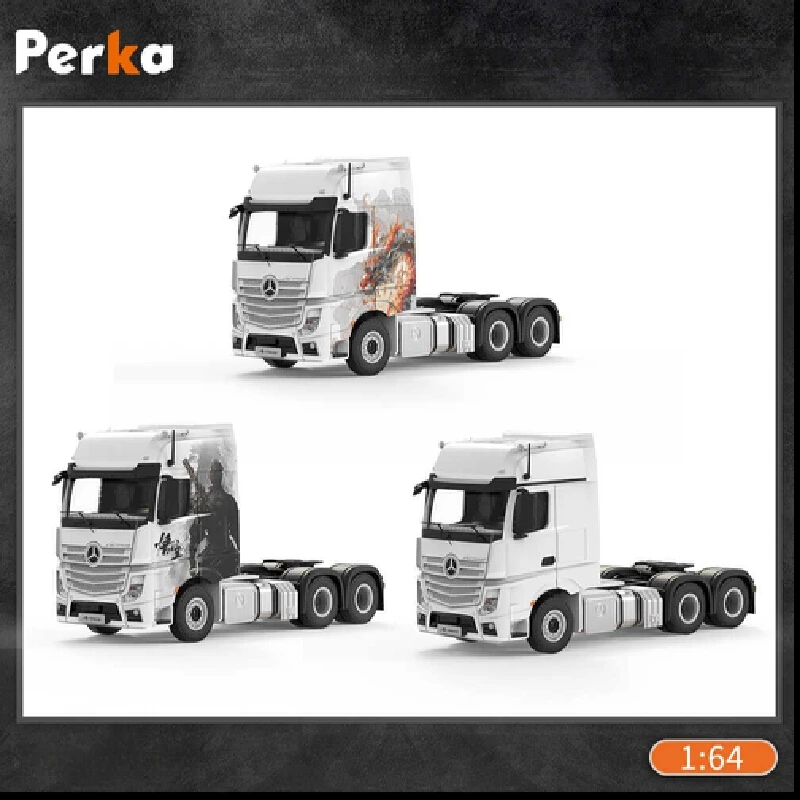 Perka1:64 Simulation Alloy Single Head Model Toy For Boys, Children, Gifts, Large Truck Transport, Truck Trailer Birthday Gift