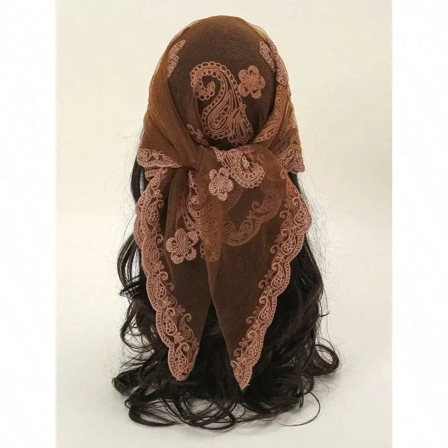 

1pc Women Fashion Embroidered Bandana Square Scarf For Dress