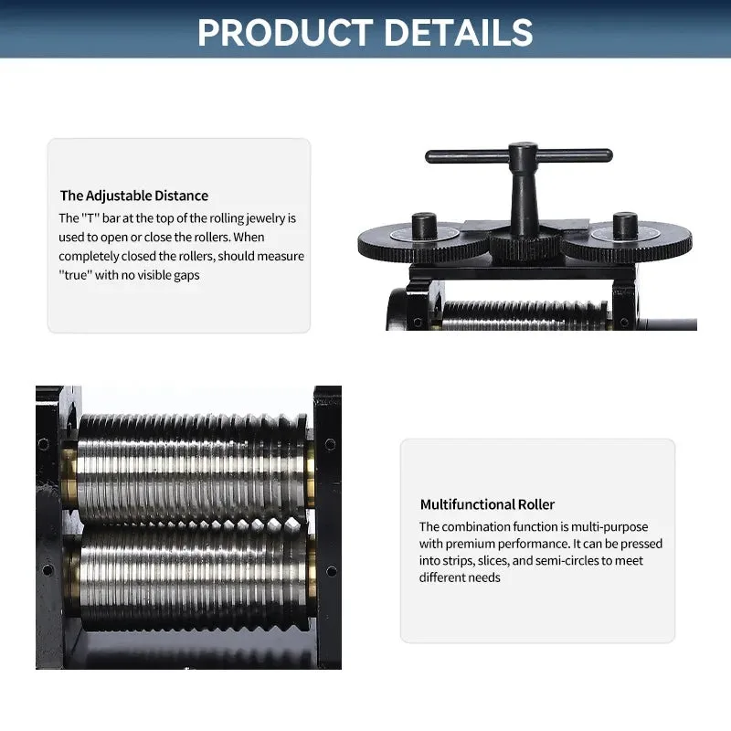 Manual 130MM Square Wire Rolling Mill Multi Size Grooves Precious Metal Wire Shaping Jeweler Equipmentfor Gold Silver Copper