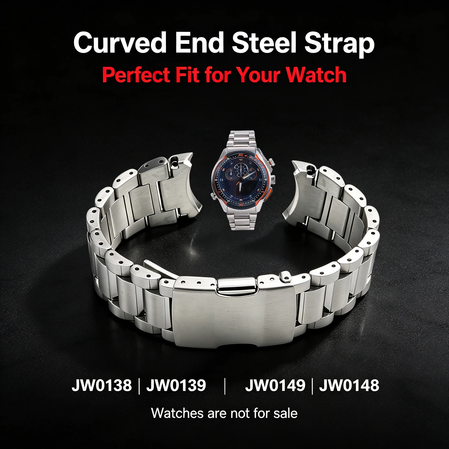 Watch Accessories for Citizen JW0138/0139 JW0149/0148 22mm Curved End Stainless Steel Bracelet Leather Strap Rubber Watch Band