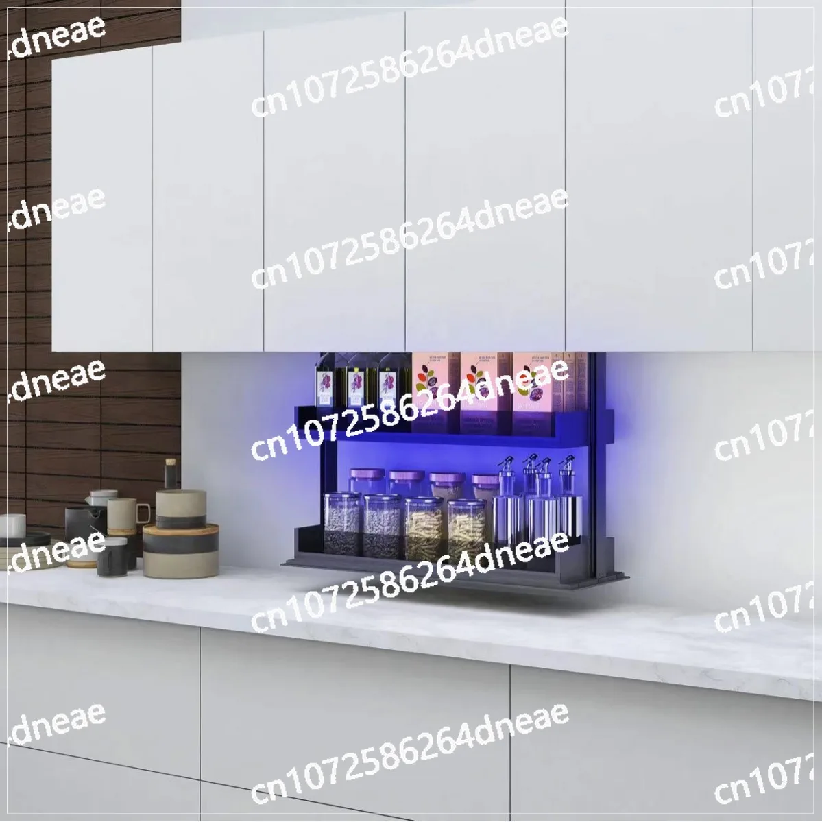 

Intelligent electric hanging cabinet lift basket kitchen cabinet vertical pull-down rack up and down telescopic seasoning basket