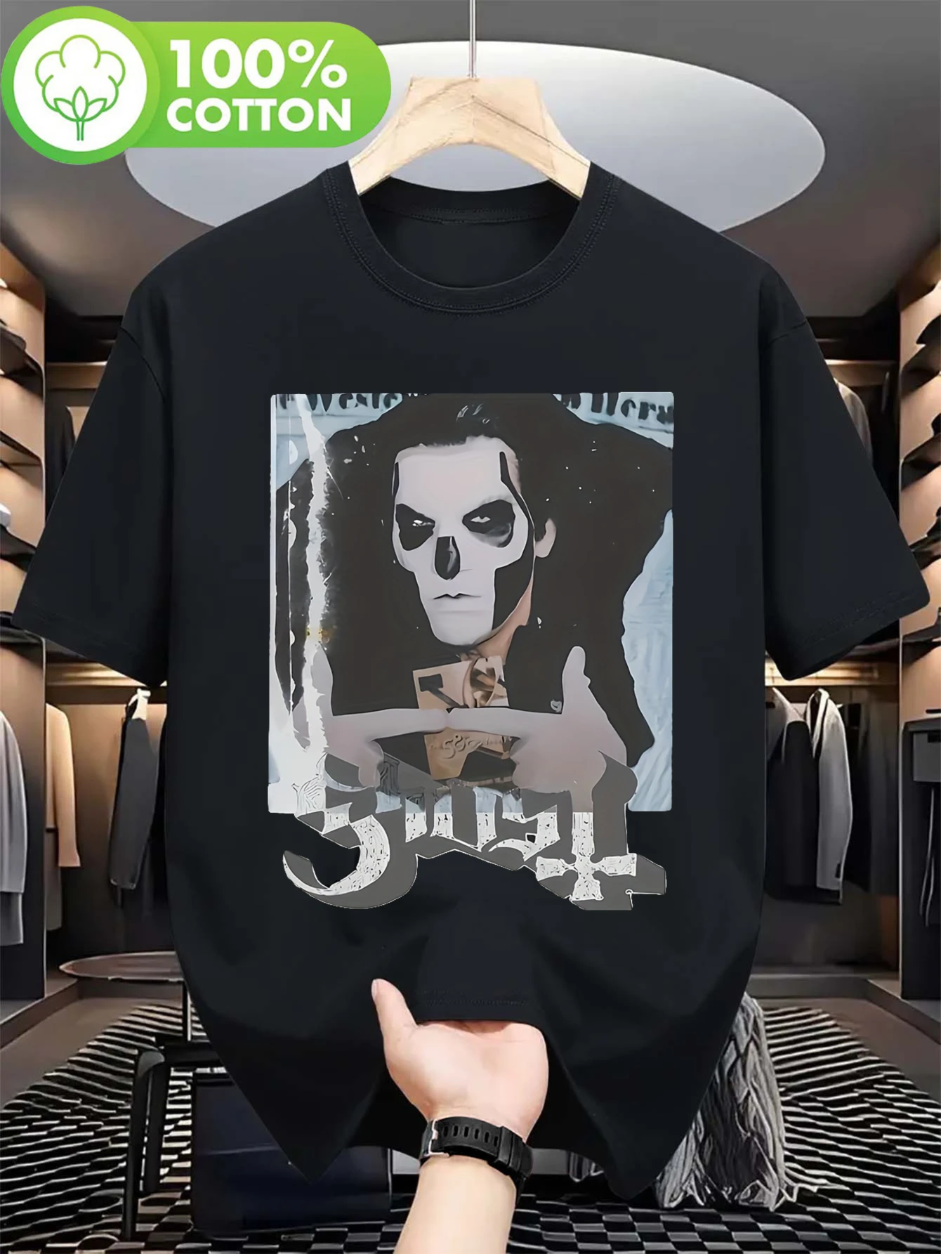 Ghost B.C. para Hombre y Mujer Camiseta con Gráficos de Banda - Mercancía de Banda de Heavy Metal con Diseño de Calavera y Letras - Camiseta Transpirable con Cuello Redondo para Conciertos, Senderismo