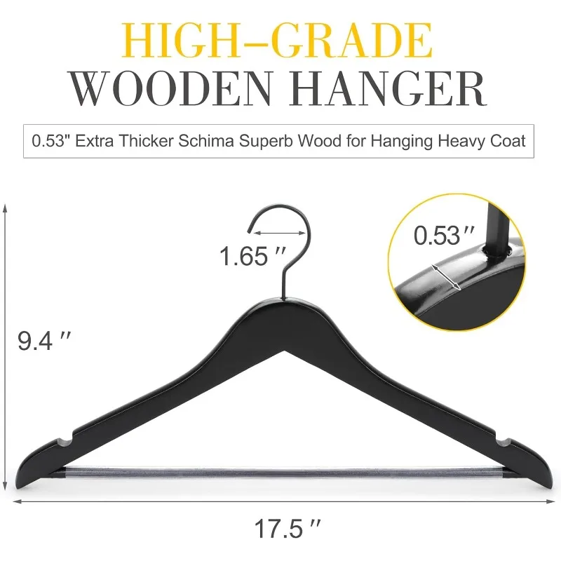 

Premium Wooden Hangers, Luxury Boutique Wood Hangers with Extra Thick Hook and Non Slip Pants Bar