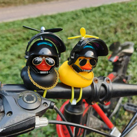 Cute Rubber Duck Bicycle Handlebar Bike Decoration with Propellers Glasses Gold Chain Black Yellow Duck Bicycle Horns with Strap