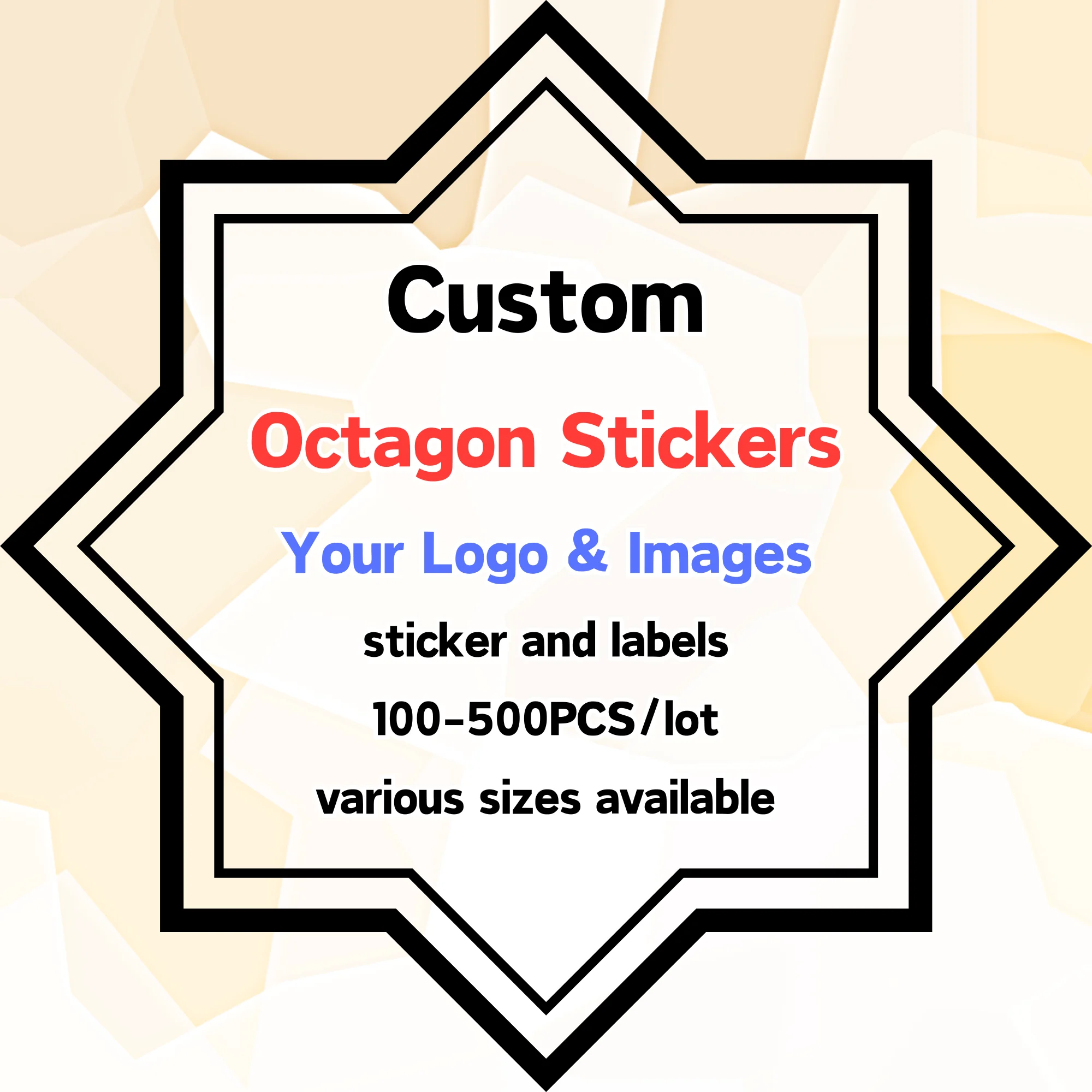 

100-500PCS Custom Stickers Customized Octagon shape Logo Wedding Gift Box Personalize Wholesale Design Sticker Packaging Labels