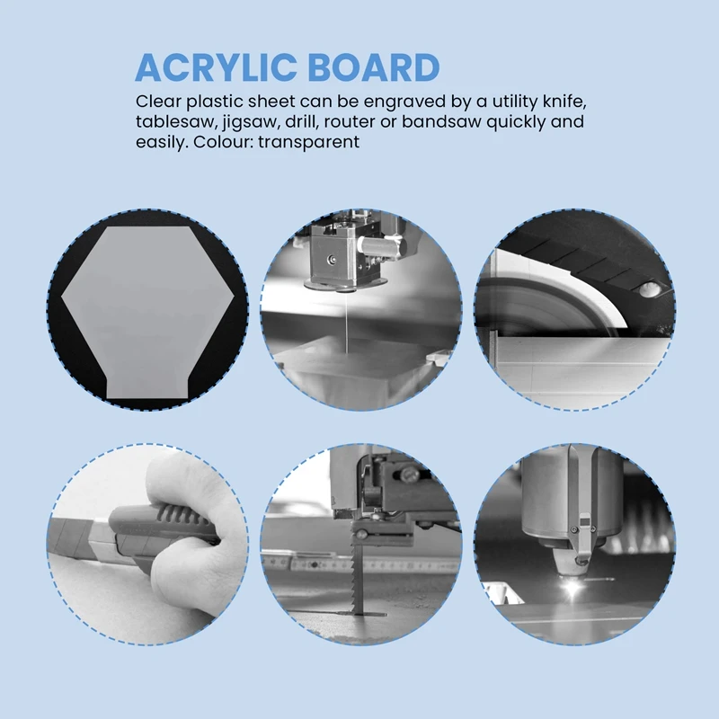 2Mm Acrylic Blanks For Light Base, 6PCS Clear Acrylic Sheets, For Table Sign, DIY Display Project, Hexagon
